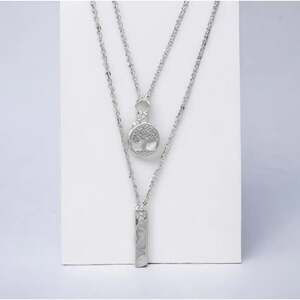 Stella Double Necklace Live Tree Silver Chain Necklace